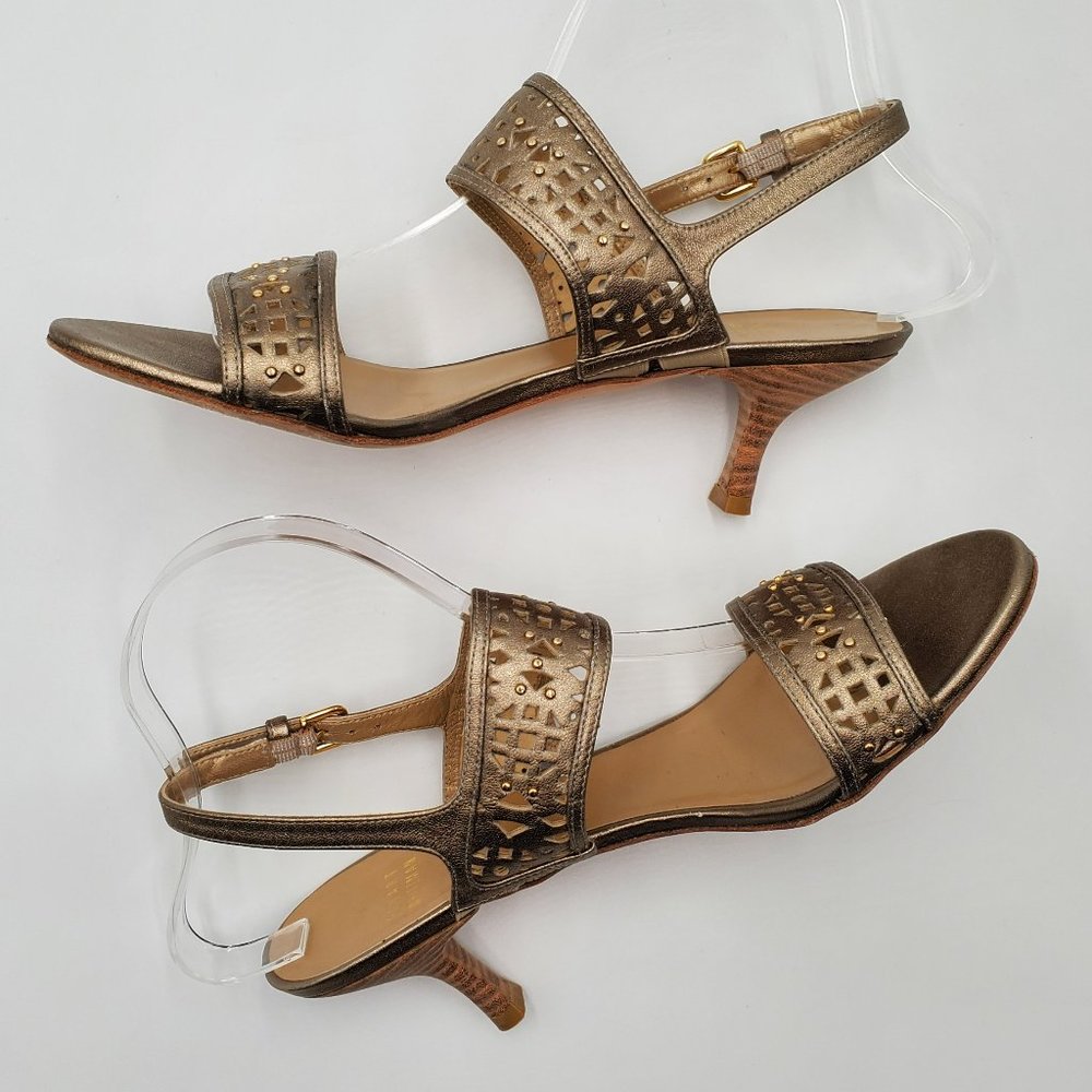 Stuart Weitzman Metallic Leather Kitten Heels - Picture 5 of 16